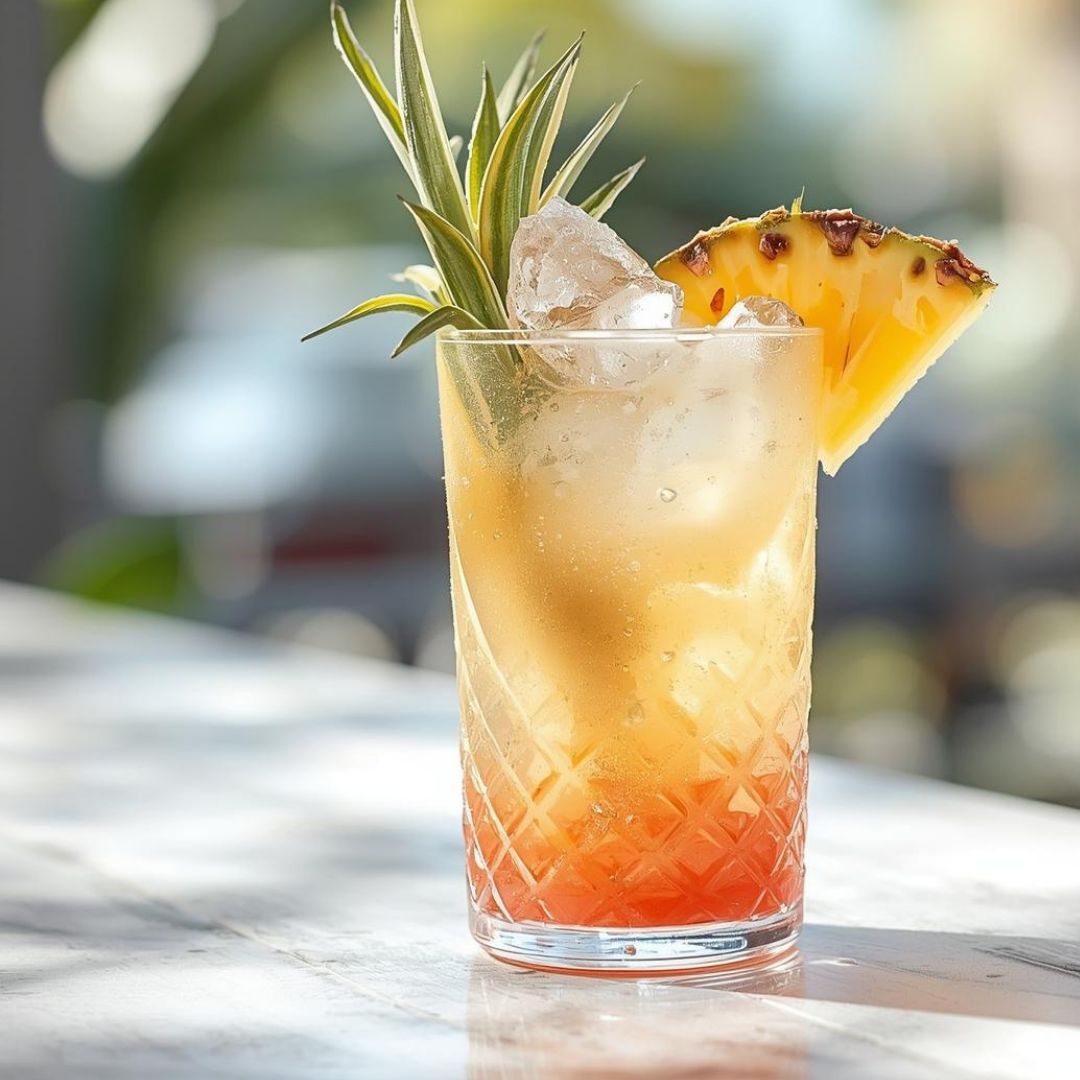Frida's Coolatta mocktail with a bottle of Wicked Bess shrub
