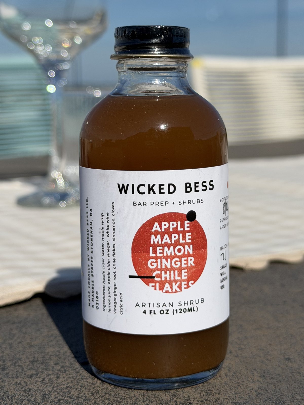 Wicked Bess Apple Maple Lemon Ginger Chile artisan shrub, 4 oz bottle